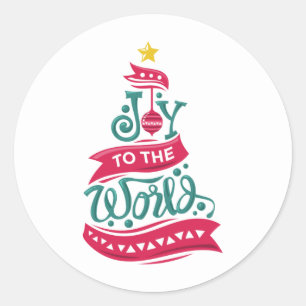 Joy till World Jul Quote Typography Runt Klistermärke
