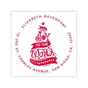 Joy till World Jul Quote Typography Självfärgande Stämpel