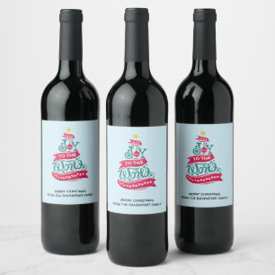 Joy till World Jul Quote Typography Vinflaska Etikett