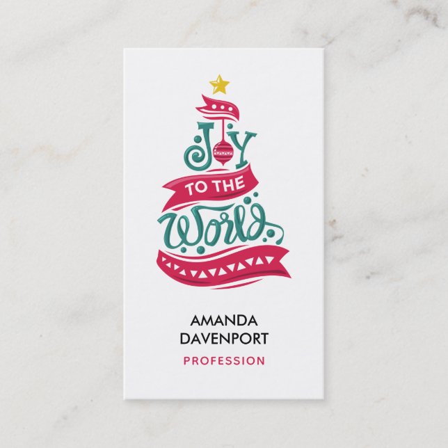 Joy till World Jul Quote Typography Visitkort (Framsida)