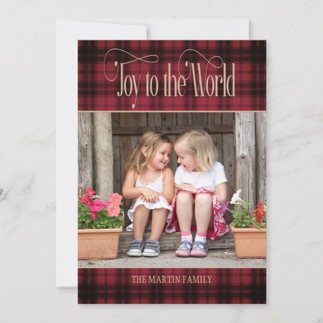 Joy till World jul Red Black Buffalo Play Julkort (Framsida)