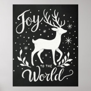 Joy till World jul Reindeer chalkboard Poster