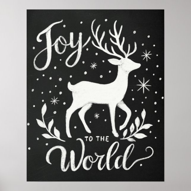 Joy till World jul Reindeer chalkboard Poster (Framsidan)