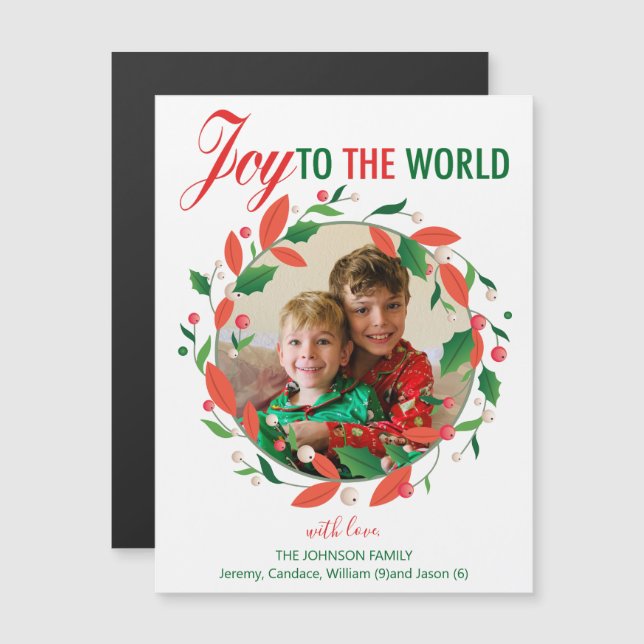 Joy till World Jul Wandeand Photo Magnet (Fram/baksida)