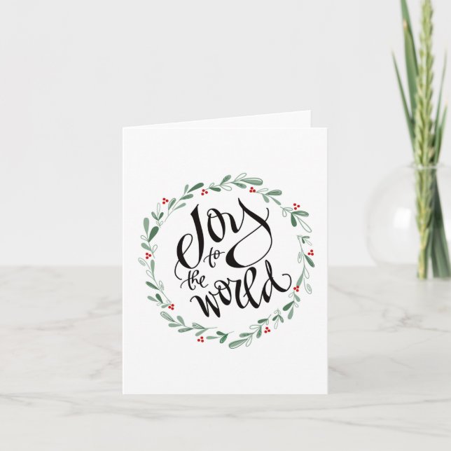 Joy till World julcard Calligraphy Kort (Framsida)
