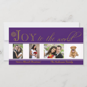 Joy till World Lila jul Photo Card Julkort