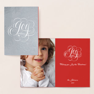 Joy till World Real Silver jul Calligraphy Folierat Kort