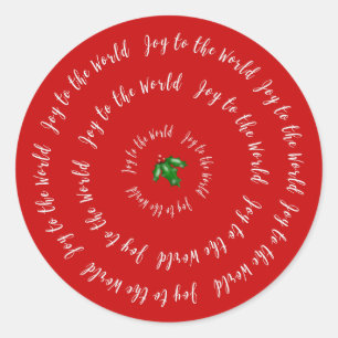Joy till World Red Holly Sticker Runt Klistermärke
