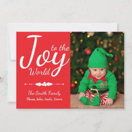 Joy till World Red jul Photo Card Julkort