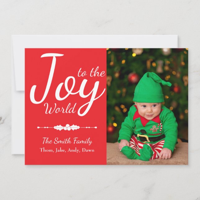 Joy till World Red jul Photo Card Julkort (Framsida)