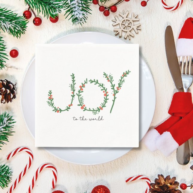 Joy till World Simple Cute Jul Napkins Pappersservett (Joy to the World Simple Cute Christmas Napkins)
