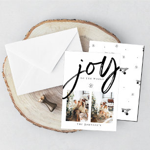 Joy till World Snowflake Black and White Photo Julkort