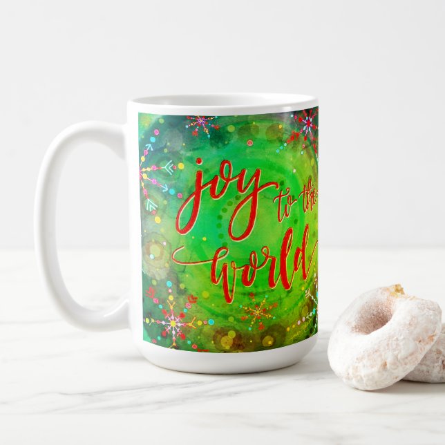 Joy till World snowflake Kaffemugg (Med munk)