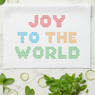 Joy till World Typography-julen Kökshandduk