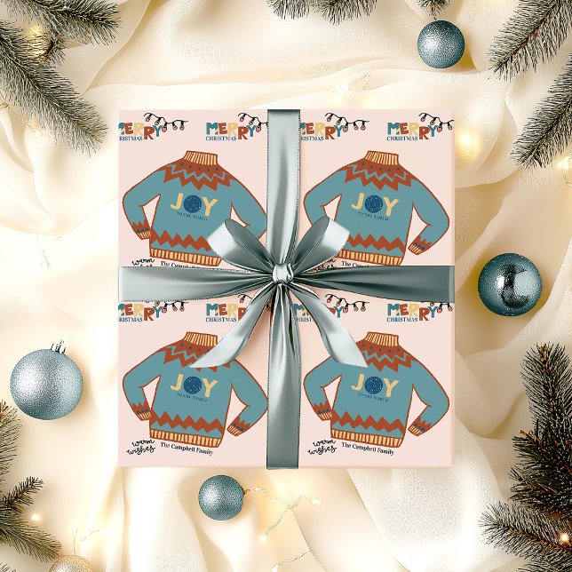 Joy till World Ugly jul Sweater Anpassningsbar Presentpapper (Ugly Sweater Christmas wrapping paper)