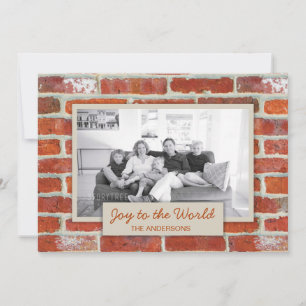 Joy till World Urban Red Brick Wall Photo Julkort