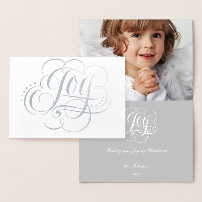 Joy till World White Silver Foil Julgel Folierat Kort (Display)