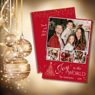 Joy to the world 4 fotocollage red red jul julkort