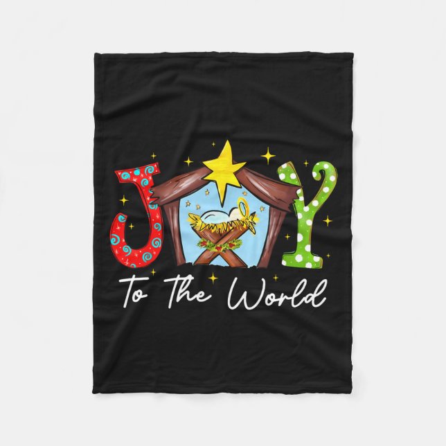 Joy To The World Baby Jesus Christmas Nativity Sce Fleecefilt (Framsidan)