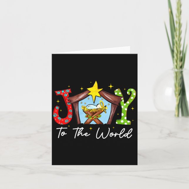 Joy To The World Baby Jesus Christmas Nativity Sce Kort (Framsida)