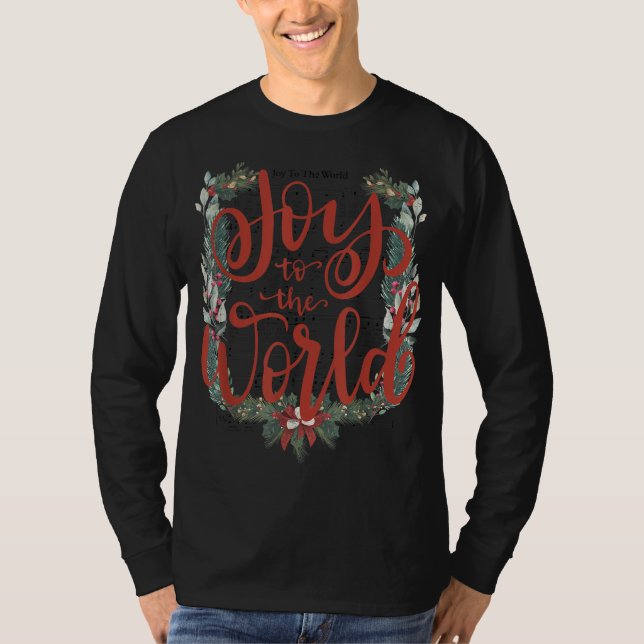 Joy to the World Christian Jul Jesus Birth M T Shirt (Framsida)