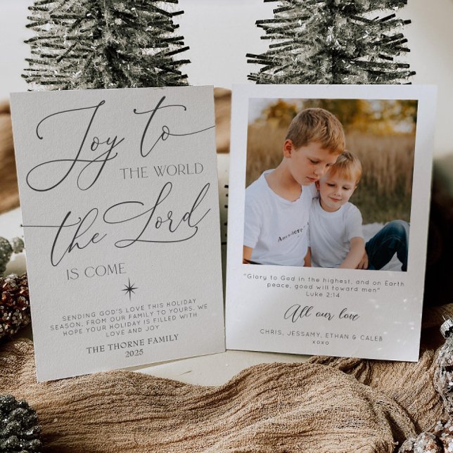 Joy To The World Christian Photo Holiday Card Inbjudningar (Skapare uppladdad)