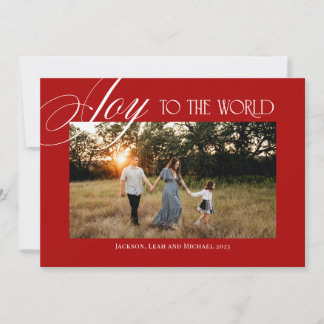 Joy to the World Christmas Design Red Julkort