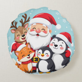 Joy to the World Christmas Round Pillow Rund Kudde