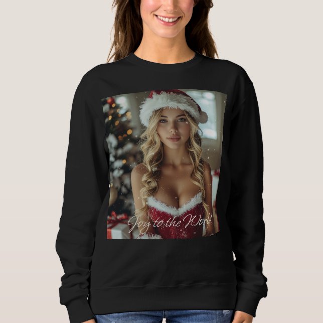 JOY TO THE WORLD - Christmas Santa Girl T Shirt (Framsida)