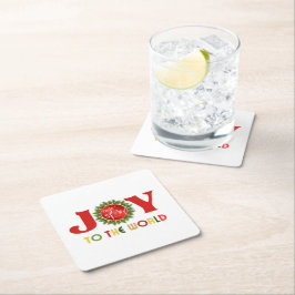 Joy to the World Christmas Wreath Underlägg Papper Kvadrat