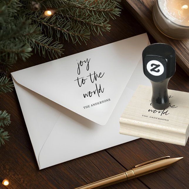 Joy to the World Custom Family Name Christmas  Stämpel (Skapare uppladdad)