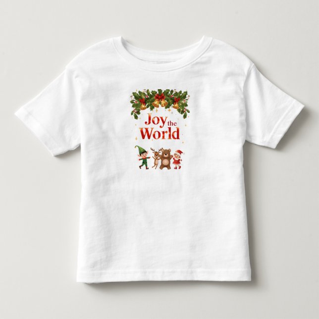 Joy to the World Cute Kids Christmas T-Shirt (Framsida)