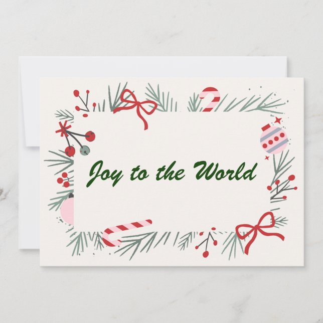 Joy to the World Elegant Christian Christmas Card Julkort (Framsida)