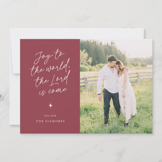 Joy to the World Handwriting Religious Christmas Julkort (Framsida)