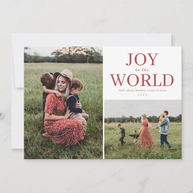 Joy to the World Holiday Photo Collage Julkort (Framsida)