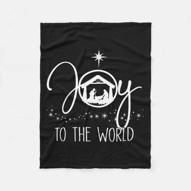 Joy To The World Jesus Christian Nativity Scence C Fleecefilt (Framsidan)