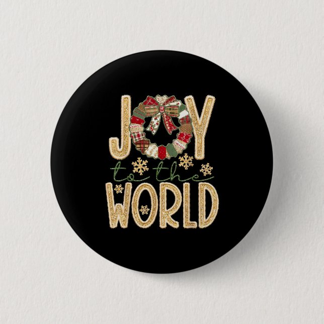Joy To The World Jesus Christian Snowflake Christm Knapp (Framsida)
