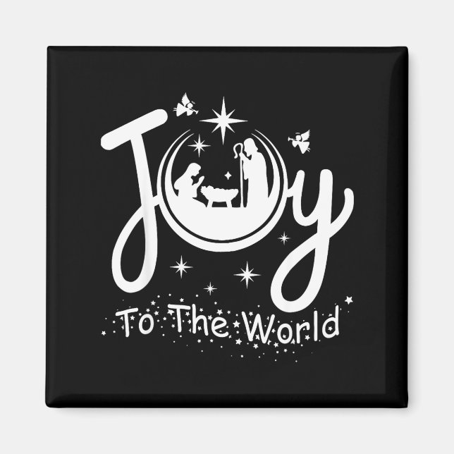 Joy To The World Jesus Christmas Nativity Scene Fa Magnet (Framsidan)