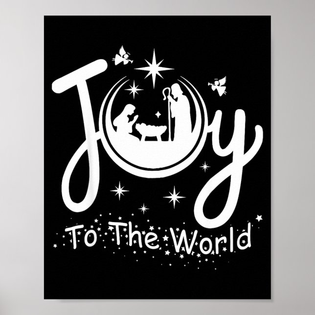 Joy To The World Jesus Christmas Nativity Scene Fa Poster (Framsidan)