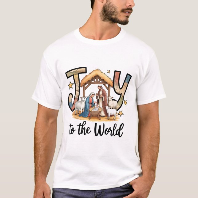 Joy to the World,Jesus Christmas  T Shirt (Framsida)