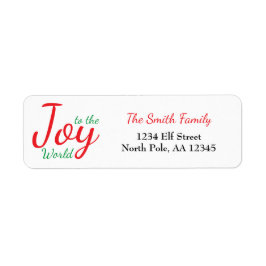 Joy to the World jul Address Label Returadress Etikett