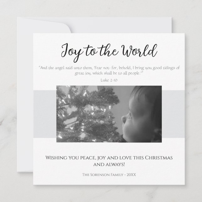 Joy to the World Modern Simple Scripture Jul Julkort (Framsida)