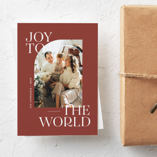 Joy to the World Modern Type Christmas Photo Julkort