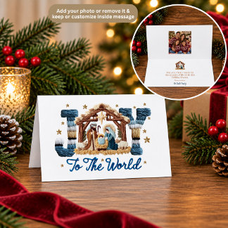 Joy to the World Nativity Scene Christmas Card Tack Kort