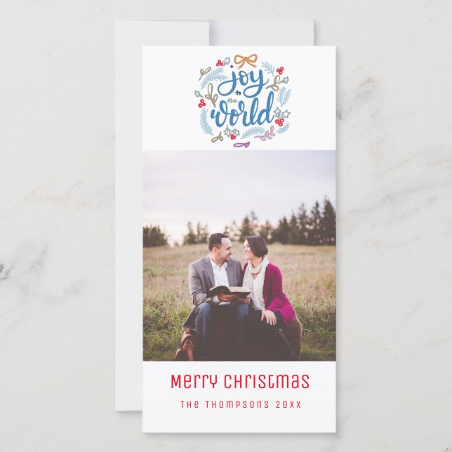 Joy to the World script jul Photo Card Julkort (Framsida)