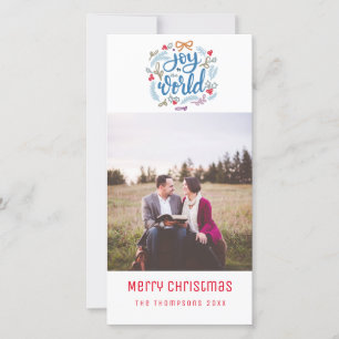 Joy to the World script jul Photo Card Julkort