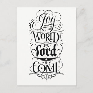 Joy to the World the Lord Kom God Jul Lettering Helg Vykort