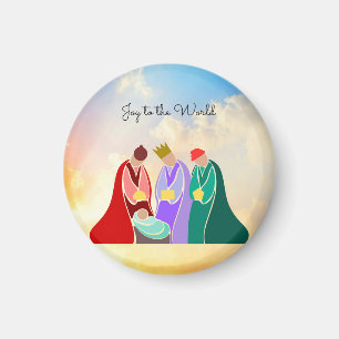 Joy to the World, The Three Wise Manar illustratio Magnet