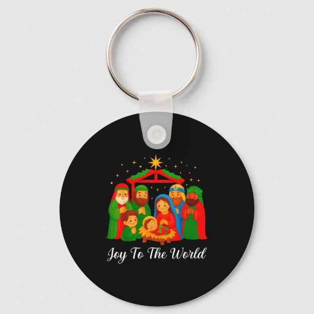 Joy To The World Ugly Christmas Sweater Xmas Squad Nyckelring (Framsida)