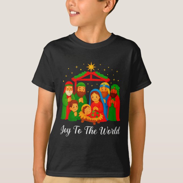 Joy To The World Ugly Christmas Sweater Xmas Squad T Shirt (Framsida)